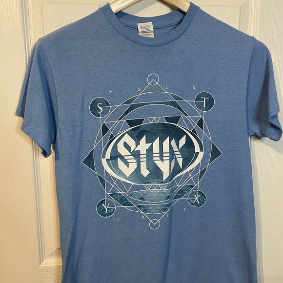 Delta Pro Weight blue Styx 2019 World Tour graphic band tee unisex sz S - Picture 2 of 7